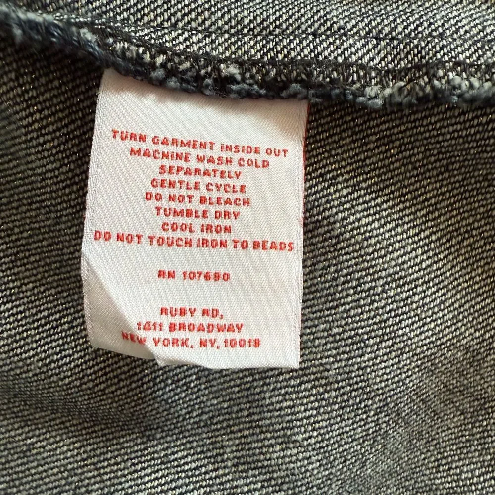 Ruby Rd. Bronze Studded Denim Jacket Blue Size 10 EUC